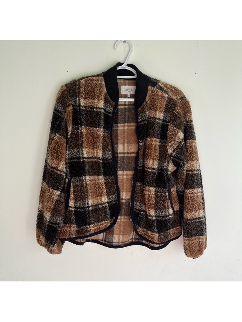 THE GREAT Sherpa Bomber Jacket Size 0 - Picture 4 of 11